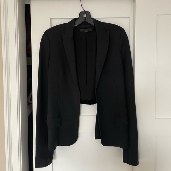 Alexander Wang | cropped black dress blazer jacket w velvet back xs 0/2 - Picture 2 of 11